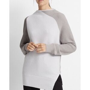 Club Monaco Gray Color Block Wool Blend Asymmetrical Hem Sweater  Sz M EUC
